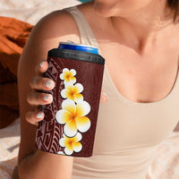 Oxblood Tropical Plumeria With Galaxy Polynesian Art 4 in 1 Can Cooler Tumbler