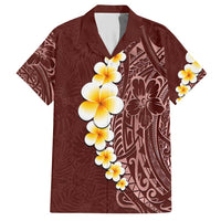 Oxblood Tropical Plumeria With Galaxy Polynesian Art Hawaiian Shirt LT14 Oxblood - Polynesian Pride