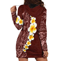 Oxblood Tropical Plumeria With Galaxy Polynesian Art Hoodie Dress LT14 - Polynesian Pride