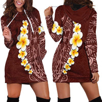 Oxblood Tropical Plumeria With Galaxy Polynesian Art Hoodie Dress LT14 - Polynesian Pride