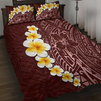 Oxblood Tropical Plumeria With Galaxy Polynesian Art Quilt Bed Set LT14 Oxblood - Polynesian Pride