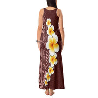 Oxblood Tropical Plumeria With Galaxy Polynesian Art Tank Maxi Dress LT14 - Polynesian Pride
