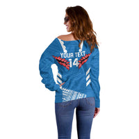 Custom Toa Samoa Rugby Off Shoulder Sweater Samoan Siva Tau Uso Aso Uma