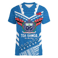 Custom Toa Samoa Rugby Women V-Neck T-Shirt Samoan Siva Tau Uso Aso Uma