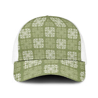 Vesuvian Green Palaka Quilt Hawaii Baseball Net Cap Traditional Hawaii-plaid Pattern LT14 One Size White Vesuvian Green - Polynesian Pride