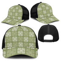 Vesuvian Green Palaka Quilt Hawaii Baseball Net Cap Traditional Hawaii-plaid Pattern LT14 - Polynesian Pride