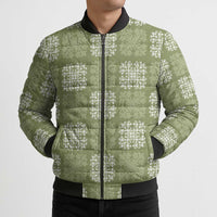 Vesuvian Green Palaka Quilt Hawaii Bomber Puffer Jacket Traditional Hawaii-plaid Pattern - Polynesian Pride