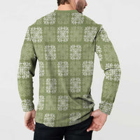 Vesuvian Green Palaka Quilt Hawaii Button Sweatshirt Traditional Hawaii-plaid Pattern - Polynesian Pride