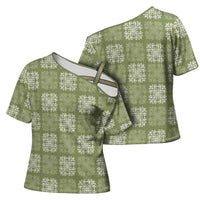 Vesuvian Green Palaka Quilt Hawaii Cross Shoulder Shirt Traditional Hawaii-plaid Pattern - Polynesian Pride