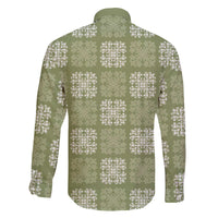 Vesuvian Green Palaka Quilt Hawaii Family Matching Off The Shoulder Long Sleeve Dress and Hawaiian Shirt Traditional Hawaii-plaid Pattern - Polynesian Pride
