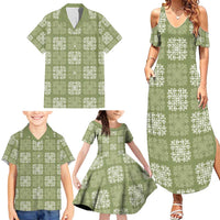 Vesuvian Green Palaka Quilt Hawaii Family Matching Summer Maxi Dress and Hawaiian Shirt Traditional Hawaii-plaid Pattern - Polynesian Pride