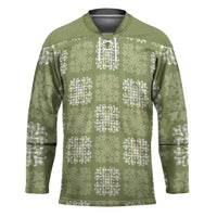 Vesuvian Green Palaka Quilt Hawaii Hockey Jersey Traditional Hawaii-plaid Pattern LT14 Unisex Vesuvian Green - Polynesian Pride