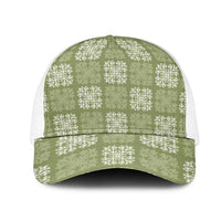 Vesuvian Green Palaka Quilt Hawaii Mesh Trucker Cap Traditional Hawaii-plaid Pattern LT14 One Size White Vesuvian Green - Polynesian Pride