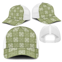 Vesuvian Green Palaka Quilt Hawaii Mesh Trucker Cap Traditional Hawaii-plaid Pattern LT14 - Polynesian Pride