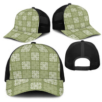 Vesuvian Green Palaka Quilt Hawaii Mesh Trucker Cap Traditional Hawaii-plaid Pattern LT14 - Polynesian Pride