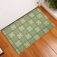 Vesuvian Green Palaka Quilt Hawaii Rubber Doormat Traditional Hawaii-plaid Pattern - Polynesian Pride