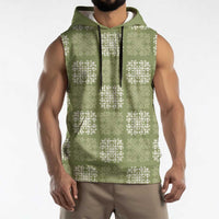 Vesuvian Green Palaka Quilt Hawaii Sleeveless Hoodie Traditional Hawaii-plaid Pattern - Polynesian Pride