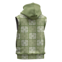 Vesuvian Green Palaka Quilt Hawaii Sleeveless Zip Hoodie Traditional Hawaii-plaid Pattern LT14 - Polynesian Pride