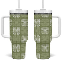 Vesuvian Green Palaka Quilt Hawaii Tumbler With Handle Traditional Hawaii-plaid Pattern - Polynesian Pride