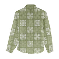 Vesuvian Green Palaka Quilt Hawaii Women Casual Shirt Traditional Hawaii-plaid Pattern - Polynesian Pride