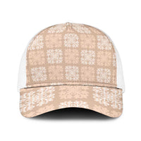 Beige Palaka Quilt Hawaii Baseball Net Cap Traditional Hawaii-plaid Pattern LT14 One Size White Beige - Polynesian Pride