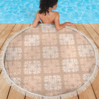 Beige Palaka Quilt Hawaii Beach Blanket Traditional Hawaii-plaid Pattern - Polynesian Pride