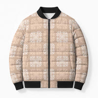 Beige Palaka Quilt Hawaii Bomber Puffer Jacket Traditional Hawaii-plaid Pattern - Polynesian Pride