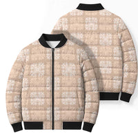 Beige Palaka Quilt Hawaii Bomber Puffer Jacket Traditional Hawaii-plaid Pattern - Polynesian Pride