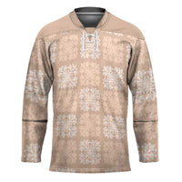 Beige Palaka Quilt Hawaii Hockey Jersey Traditional Hawaii-plaid Pattern LT14 Unisex Beige - Polynesian Pride