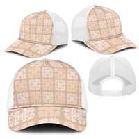Beige Palaka Quilt Hawaii Mesh Trucker Cap Traditional Hawaii-plaid Pattern LT14 - Polynesian Pride