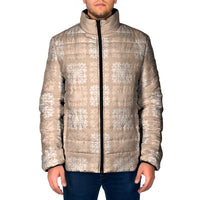 Beige Palaka Quilt Hawaii Padded Jacket Traditional Hawaii-plaid Pattern - Polynesian Pride