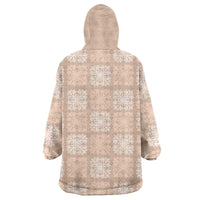Beige Palaka Quilt Hawaii Wearable Blanket Hoodie Traditional Hawaii-plaid Pattern - Polynesian Pride