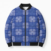 Royal Blue Palaka Quilt Hawaii Bomber Puffer Jacket Traditional Hawaii-plaid Pattern - Polynesian Pride
