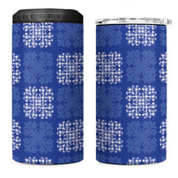 Royal Blue Palaka Quilt Hawaii 4 in 1 Can Cooler Tumbler Traditional Hawaii-plaid Pattern - Polynesian Pride