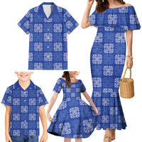 Royal Blue Palaka Quilt Hawaii Family Matching Mermaid Dress and Hawaiian Shirt Traditional Hawaii-plaid Pattern - Polynesian Pride