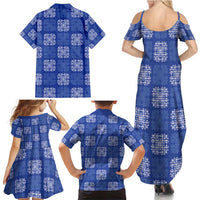 Royal Blue Palaka Quilt Hawaii Family Matching Summer Maxi Dress and Hawaiian Shirt Traditional Hawaii-plaid Pattern - Polynesian Pride