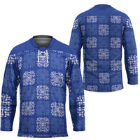 Royal Blue Palaka Quilt Hawaii Hockey Jersey Traditional Hawaii-plaid Pattern LT14 - Polynesian Pride