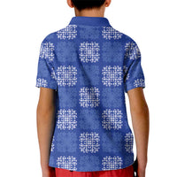 Royal Blue Palaka Quilt Hawaii Kid Polo Shirt Traditional Hawaii-plaid Pattern - Polynesian Pride