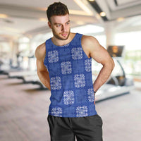 Royal Blue Palaka Quilt Hawaii Men Tank Top Traditional Hawaii-plaid Pattern - Polynesian Pride