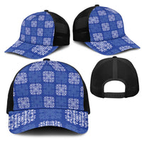 Royal Blue Palaka Quilt Hawaii Mesh Trucker Cap Traditional Hawaii-plaid Pattern LT14 - Polynesian Pride