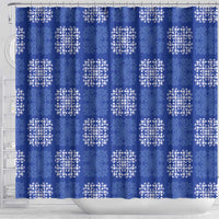 Royal Blue Palaka Quilt Hawaii Shower Curtain Traditional Hawaii-plaid Pattern - Polynesian Pride