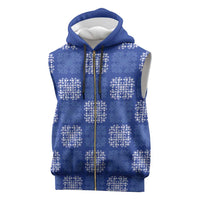 Royal Blue Palaka Quilt Hawaii Sleeveless Zip Hoodie Traditional Hawaii-plaid Pattern LT14 Royal Blue - Polynesian Pride