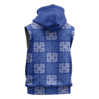 Royal Blue Palaka Quilt Hawaii Sleeveless Zip Hoodie Traditional Hawaii-plaid Pattern LT14 - Polynesian Pride