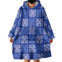 Royal Blue Palaka Quilt Hawaii Wearable Blanket Hoodie Traditional Hawaii-plaid Pattern - Polynesian Pride