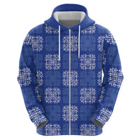 Royal Blue Palaka Quilt Hawaii Zip Hoodie Traditional Hawaii-plaid Pattern - Polynesian Pride