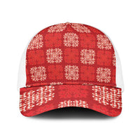 Red Palaka Quilt Hawaii Baseball Net Cap Traditional Hawaii-plaid Pattern LT14 One Size White Red - Polynesian Pride