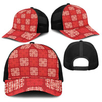 Red Palaka Quilt Hawaii Baseball Net Cap Traditional Hawaii-plaid Pattern LT14 - Polynesian Pride