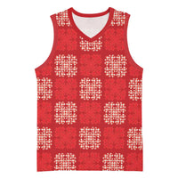 Red Palaka Quilt Hawaii Basketball Jersey Traditional Hawaii-plaid Pattern - Polynesian Pride