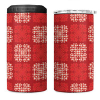 Red Palaka Quilt Hawaii 4 in 1 Can Cooler Tumbler Traditional Hawaii-plaid Pattern - Polynesian Pride
