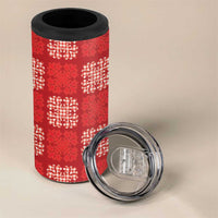 Red Palaka Quilt Hawaii 4 in 1 Can Cooler Tumbler Traditional Hawaii-plaid Pattern - Polynesian Pride